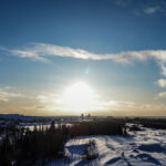 Sunset winter February 2025 Timmins Ontario Old Mine Shaft Headframe